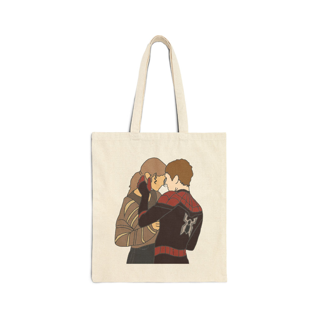 Spider-Man Tote Bag, Tom Holland & Zendaya Gift, Peter Parker MJ Fan Art Tote, Marvel Inspired Canvas Shopping Bag, Superhero Book Tote