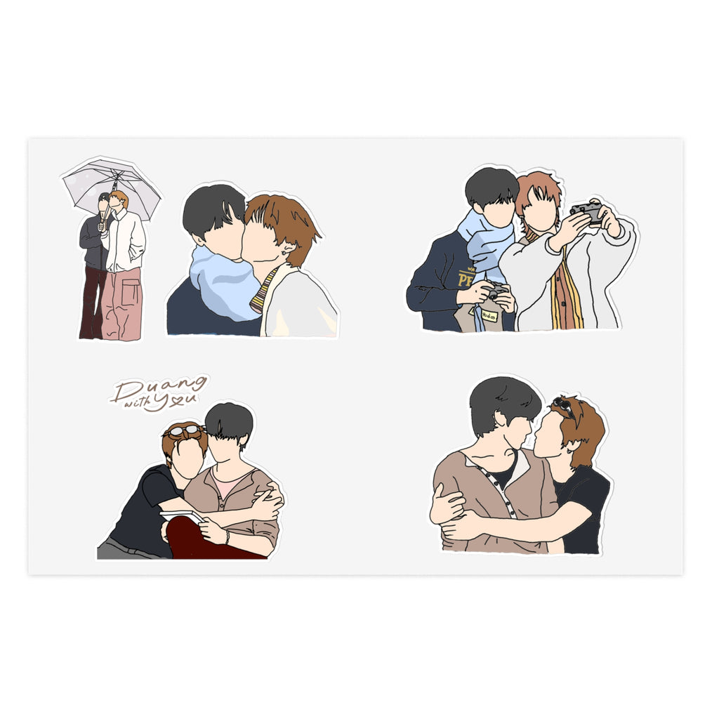 Duang With You Teeteepor Sticker Pack | Thai BL Series Fan Art | Set of 5 Vinyl Stickers | Cute Laptop & Journal Decals