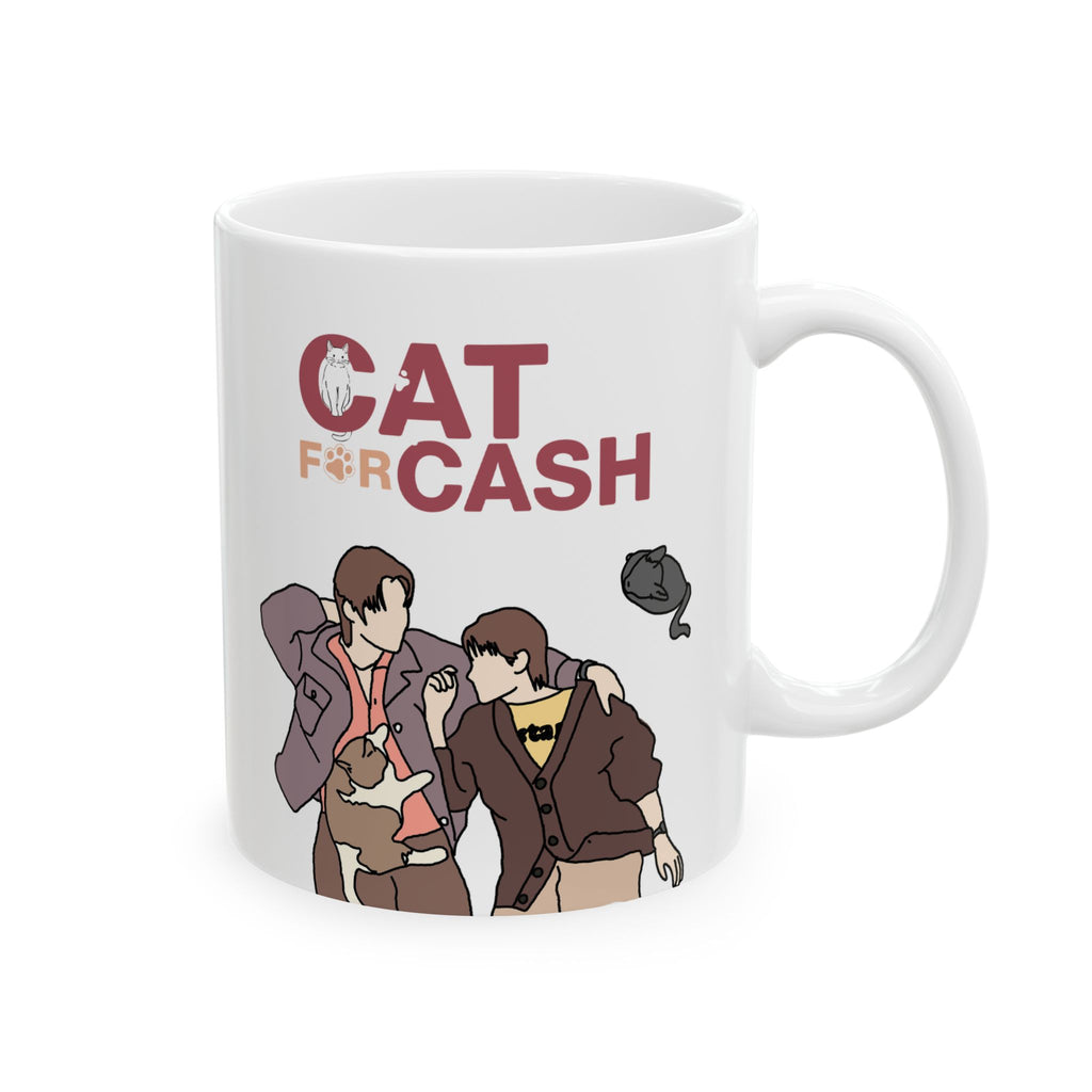Cat For Cash Thai BL Mug | FirstKhao Couple Gift | First Kanaphan & Khaotung Thanawat Fan Merch | BL Lover Coffee Cup