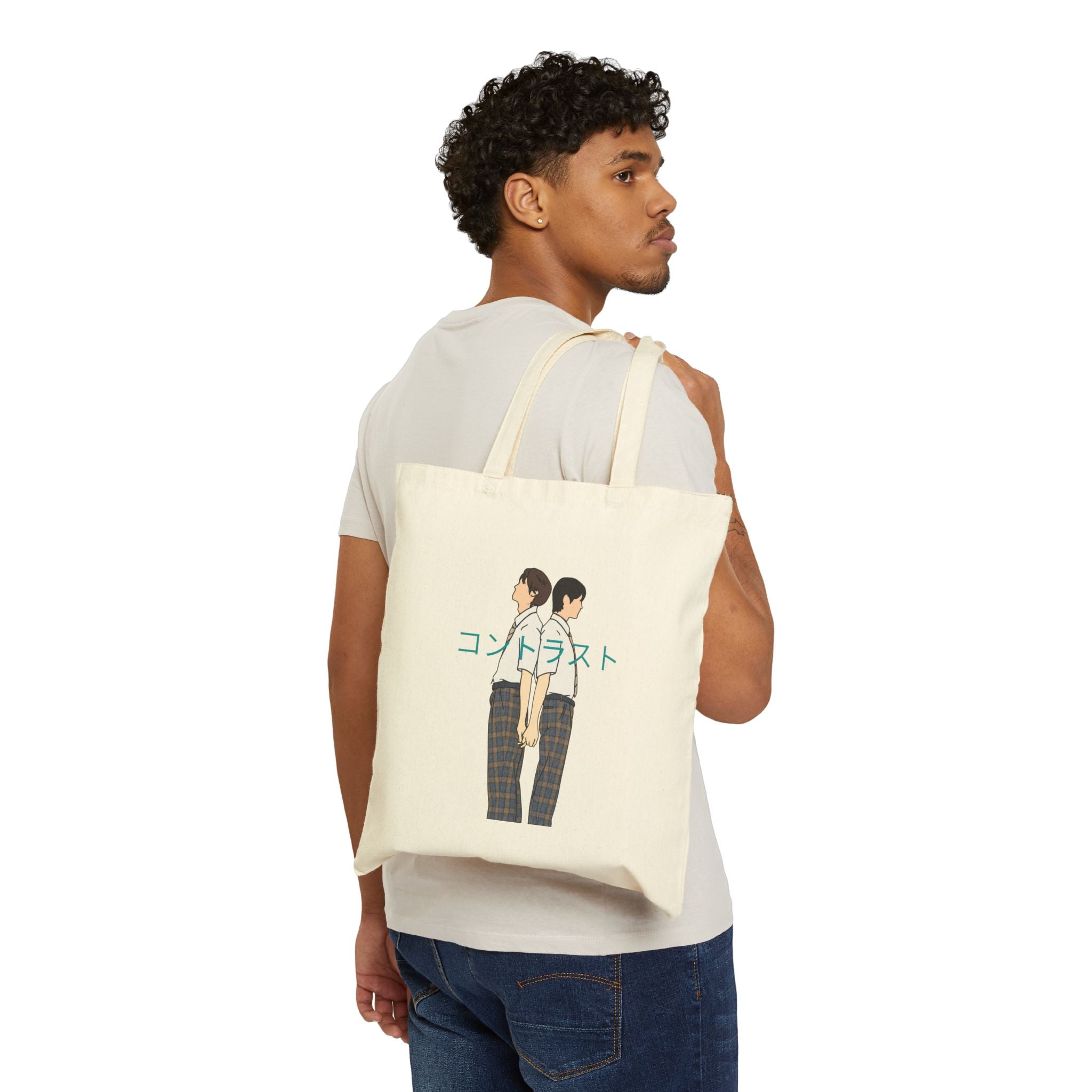 Contrast コントラストBL Drama Line Art Tote Bag | Luchi Haruhi & Akune Haruse Japanese BL Aesthetic