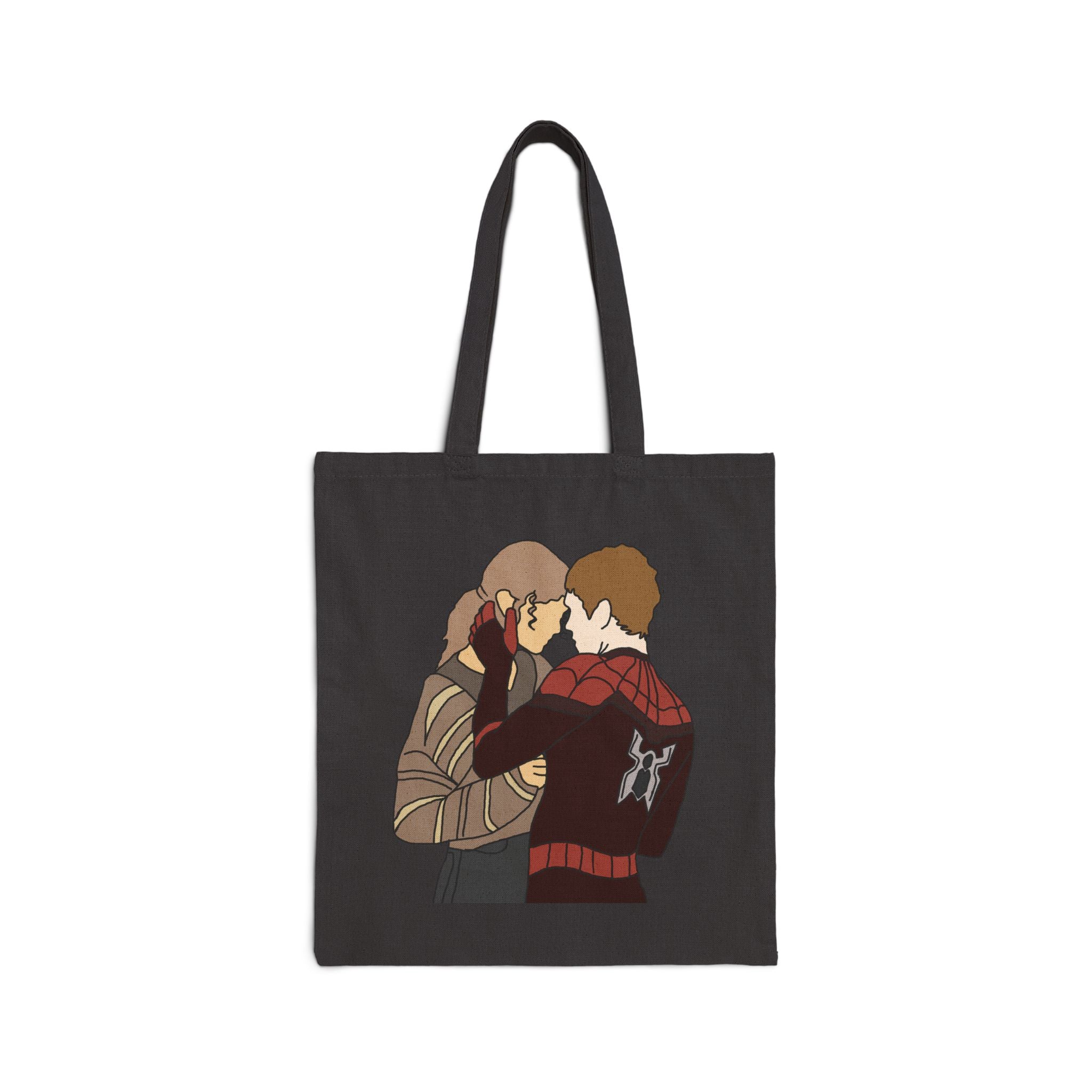Spider-Man Tote Bag, Tom Holland & Zendaya Gift, Peter Parker MJ Fan Art Tote, Marvel Inspired Canvas Shopping Bag, Superhero Book Tote