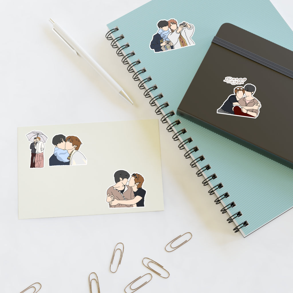 Duang With You Teeteepor Sticker Pack | Thai BL Series Fan Art | Set of 5 Vinyl Stickers | Cute Laptop & Journal Decals
