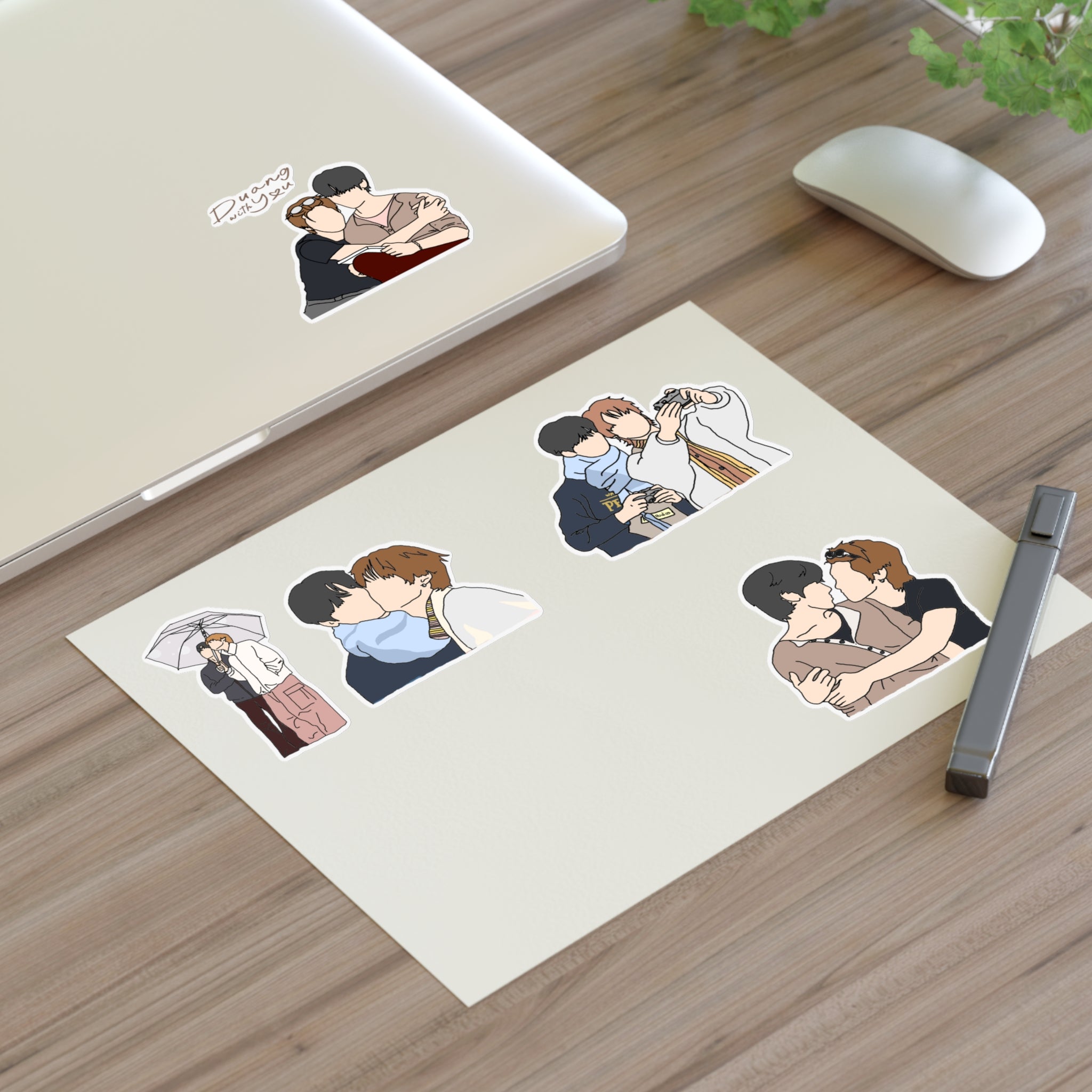 Duang With You Teeteepor Sticker Pack | Thai BL Series Fan Art | Set of 5 Vinyl Stickers | Cute Laptop & Journal Decals