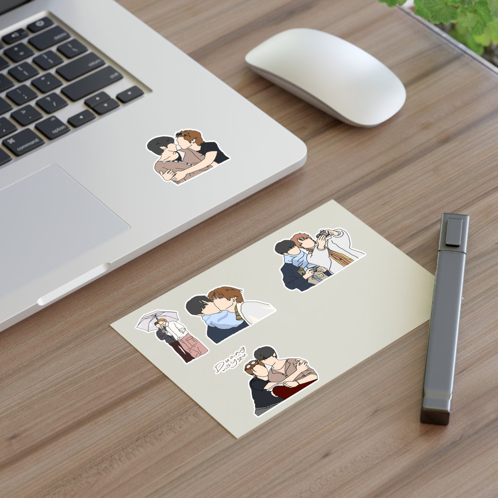 Duang With You Teeteepor Sticker Pack | Thai BL Series Fan Art | Set of 5 Vinyl Stickers | Cute Laptop & Journal Decals