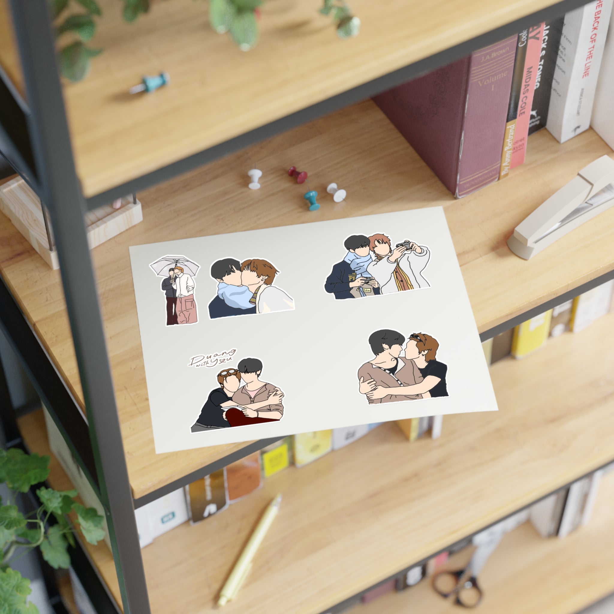 Duang With You Teeteepor Sticker Pack | Thai BL Series Fan Art | Set of 5 Vinyl Stickers | Cute Laptop & Journal Decals
