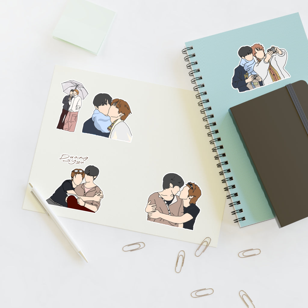 Duang With You Teeteepor Sticker Pack | Thai BL Series Fan Art | Set of 5 Vinyl Stickers | Cute Laptop & Journal Decals