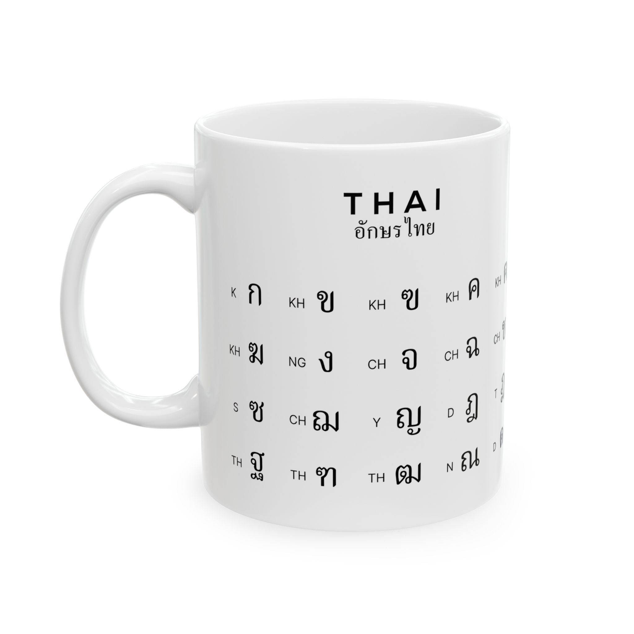 Learn Thai Alphabet Chart Ceramic Mug Thai Letters, Language Study Aesthetic