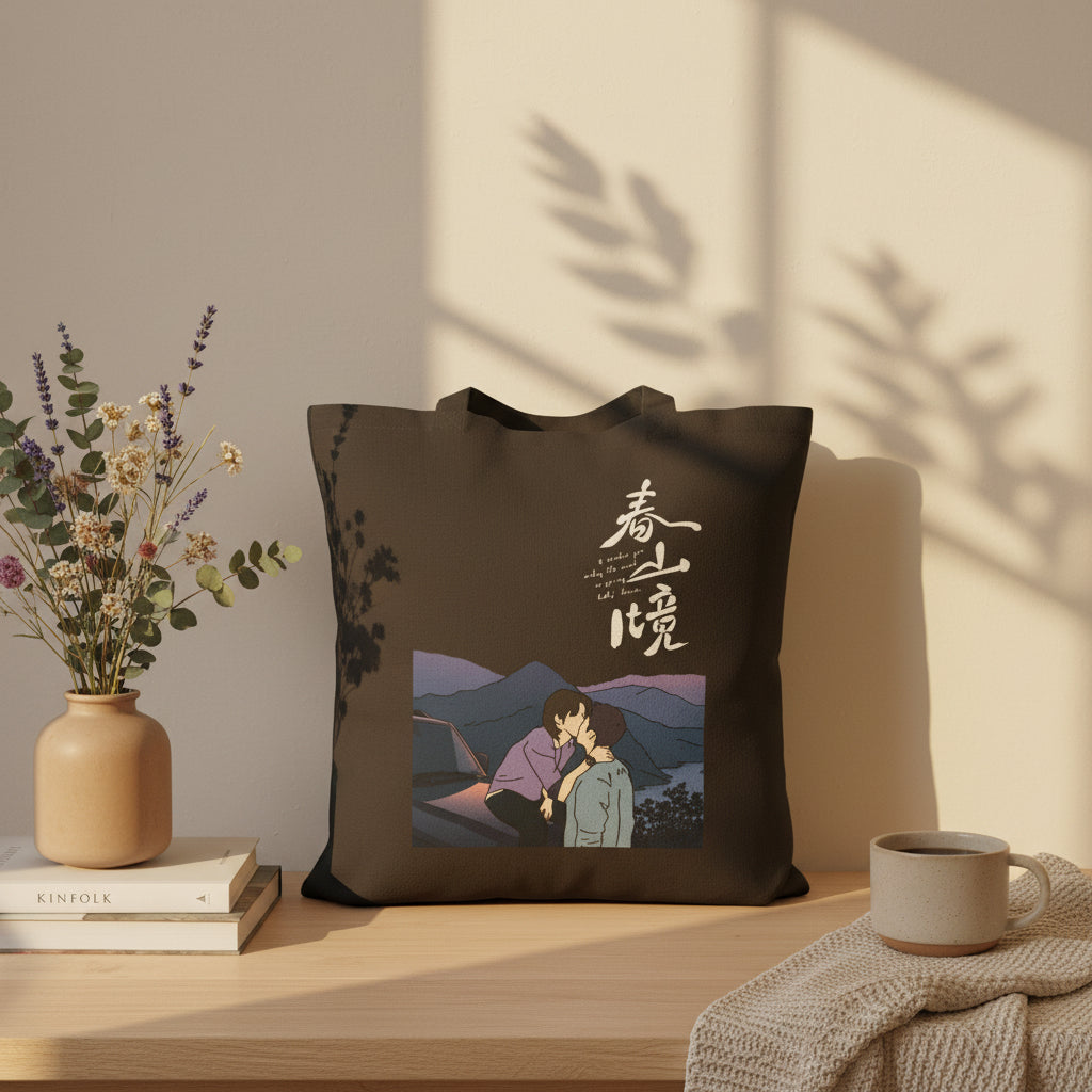 A Winter Sun Wakes the Wind in Spring Hills Dream BL Cdrama kiss, Liu Jingyu, Xiong Yiwen Fan Art, Chinese Drama couple Tote Bag