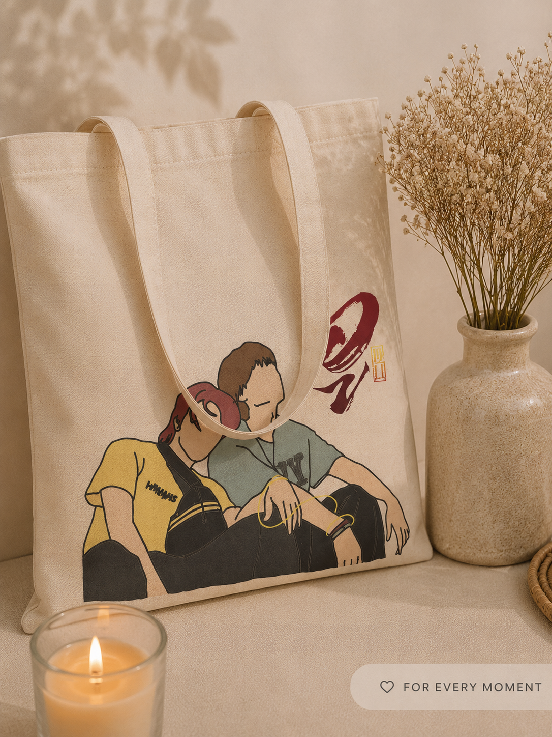 WU The Series, SkyNani Bag | Sky Wongravee Nani Hirunkit Fan Gift | Thai BL Series Couple Minimalist Line Art Tee