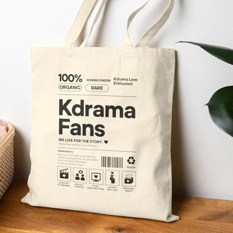 K-Drama Fans Typography Tote Bag | Korean Drama Canvas Tote