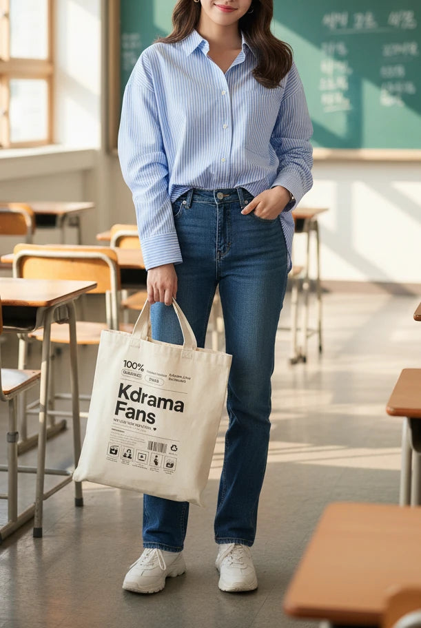 K-Drama Fans Typography Tote Bag | Korean Drama Canvas Tote