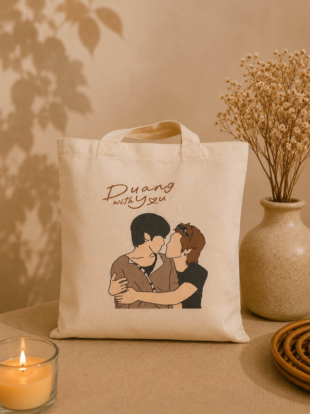 Duang With You series, Teeteepor couple fanart Tote Bag, DMD Thai BL drama