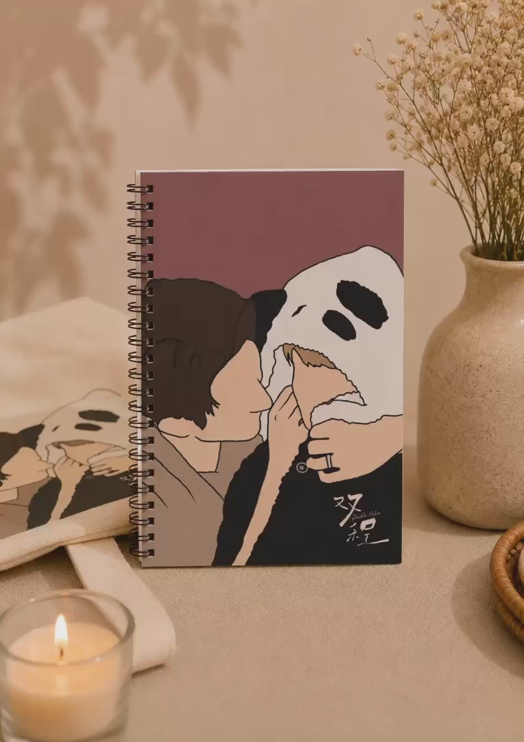 Panda Hoodie Kiss Double Helix Spiral Notebook | Ruled Journal